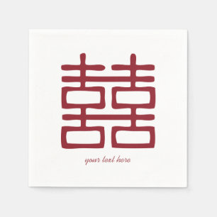 Serviettes En Papier Rouge Double Bonheur Mariage Jeu de Napkin