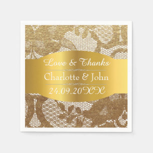 Serviettes En Papier Royal Personnalisé Golden Grungy Lace Mariage