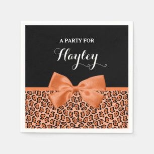 Serviettes En Papier Ruban mignon Fille Orange Noir Jaguar Avec Nom