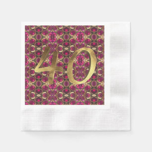 Serviettes En Papier Ruby Gemstone Motif 40e anniversaire de Mariage