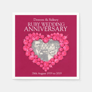 Serviettes En Papier Ruby Mariage 40 ans coeur photo et nom serviettes