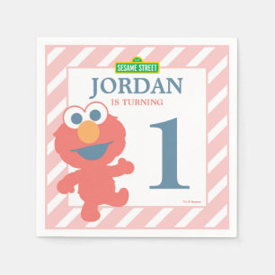 Serviettes En Papier Rue Sésame   Elmo - Premier Anniversaire Papier N