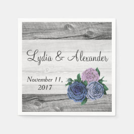 Serviettes En Papier Rustic Country Roses Barn Mariage de bois