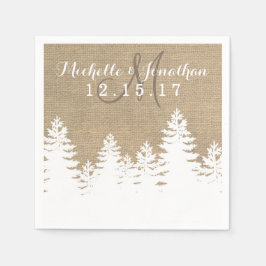 Serviettes En Papier Rustique Burlap Pine Trees Mariage d'hiver Napkin