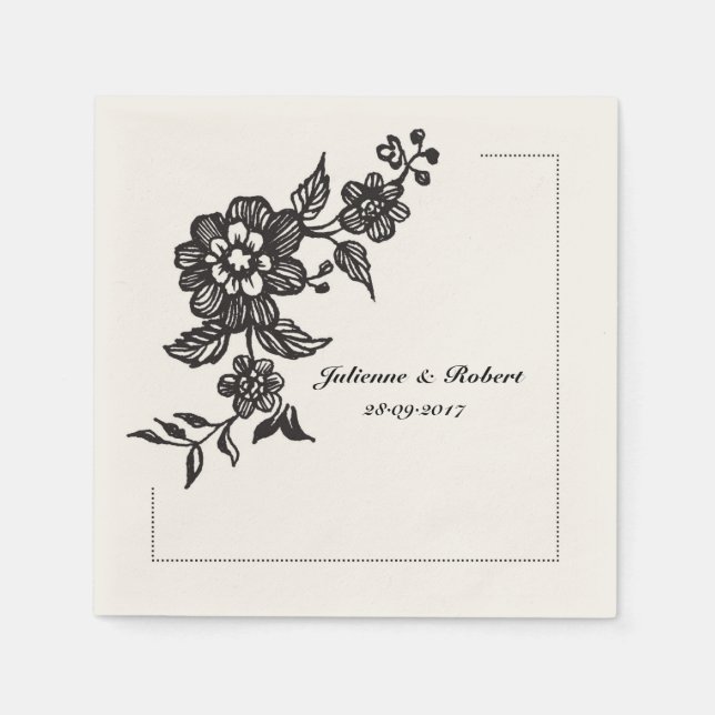 Serviettes En Papier Rustique Chic Floral Mariage Cocktail  Napkins (Devant)
