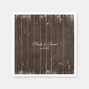 Serviettes En Papier Rustique Pays Ouest Distressed Mariage en bois
