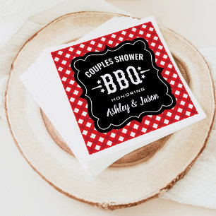 Serviettes En Papier Rustique Rouge En vichy barbecue Mariage Couples D