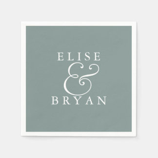 Serviettes En Papier Sage Green Simple Moderne Élégant Mariage Napkin