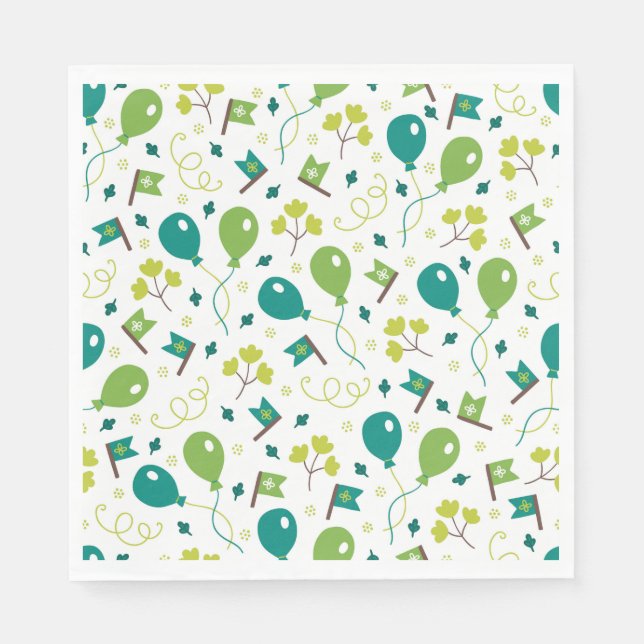 Serviettes En Papier Saint Patrick's Day Ballons verts Drapeaux amusant (Devant)