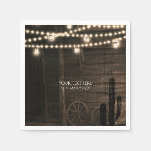 Serviettes En Papier Saloon Western Ancien & Lumières Mariage Rustique