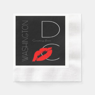Serviettes En Papier Salutations de Washington DC Red Lipstick Kiss