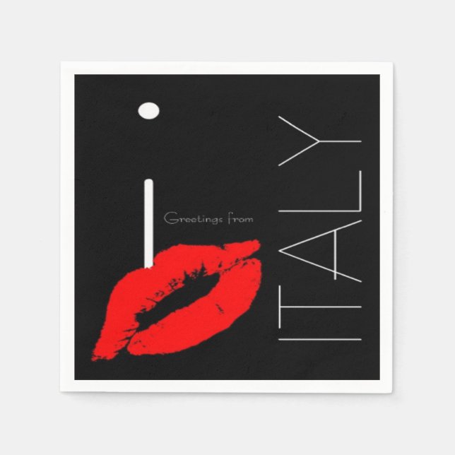 Serviettes En Papier Salutations Italie Rouge rouge baiser (Devant)