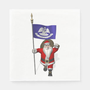 Serviettes En Papier Santa Claus Avec Drapeau Louisiane