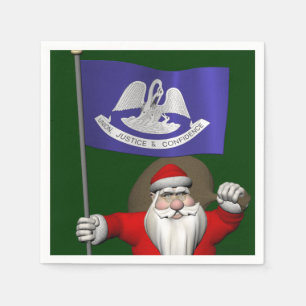 Serviettes En Papier Santa Claus Avec L'Ensigne De Louisiane