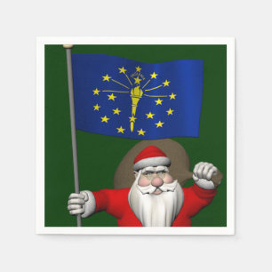 Serviettes En Papier Santa Claus With Ensign Of Indiana