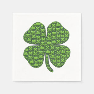 Serviettes En Papier Serviette de papier de trèfle irlandais chanceux