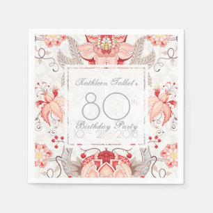 Serviettes En Papier Serviette de papier florale de fête d'anniversair