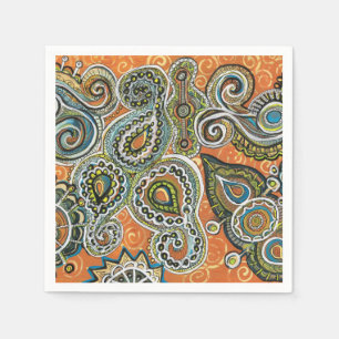Serviettes En Papier serviette de papier orange de Paisley