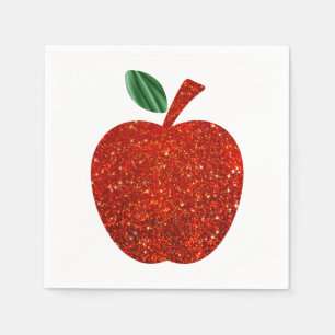 Serviettes En Papier Serviette rouge d'Apple de parties scintillantes