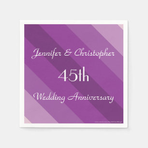 Serviettes En Papier Serviettes à rayures violettes, 45e anniversaire d