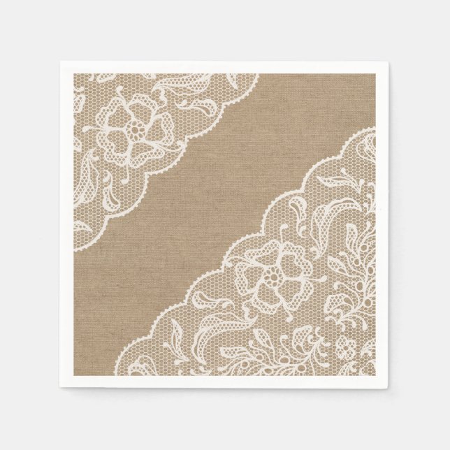 Serviettes En Papier Serviettes Burlap & Lace (Devant)