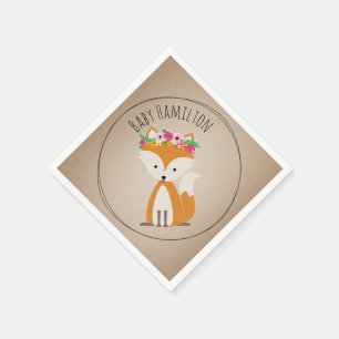 Serviettes En Papier Serviettes de baby shower de Fox de bébé de Boho