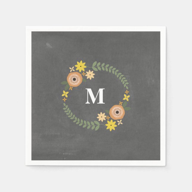 Serviettes En Papier Serviettes de Mariage de couronne Monogramme inspi (Devant)