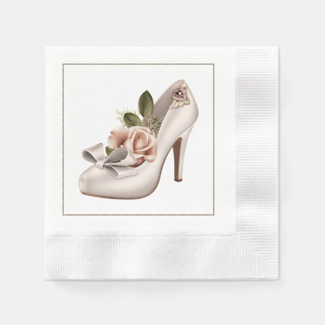 Serviettes En Papier Serviettes de mariage élégantes avec chaussure Mar (Devant)