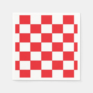Serviettes En Papier Serviettes de papier Checkered rouges et blanches