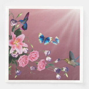 Serviettes En Papier Serviettes de papier de papillons de fleurs de