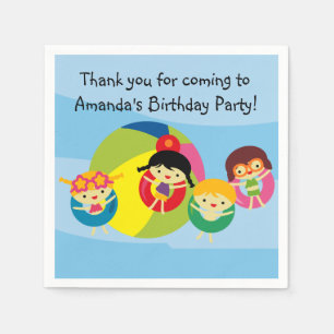 Serviettes En Papier Serviettes de papier de plage d'anniversaire fait