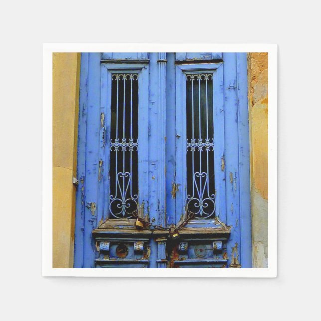 Serviettes En Papier Serviettes de porte grecques bleues. (Devant)