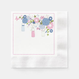 Serviettes En Papier Serviettes en pot Mason bleu et rose