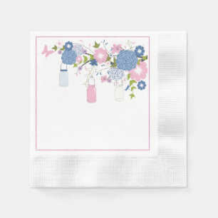 Serviettes En Papier Serviettes en pot Mason bleu et rose