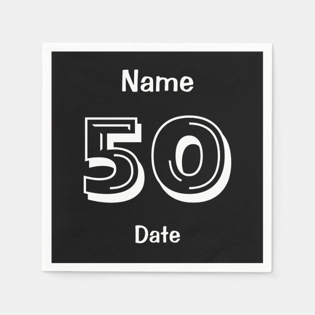 Serviettes En Papier Serviettes personnalisées 50e anniversaire Black P (Devant)