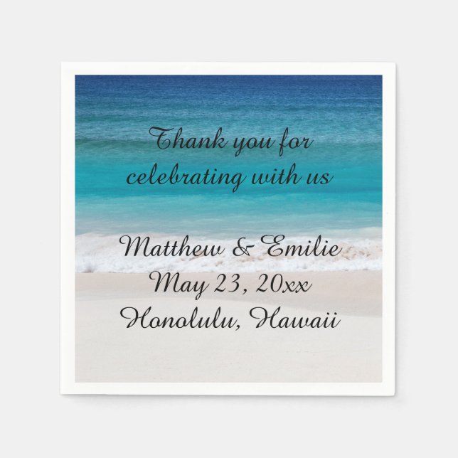 Serviettes En Papier Serviettes personnalisées de mariage de plage (Devant)