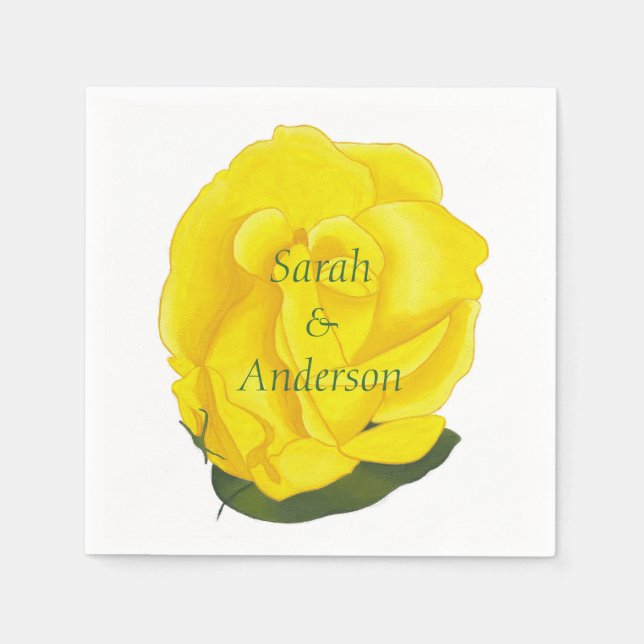 Serviettes En Papier Serviettes personnalisées de rose jaune vif (Devant)