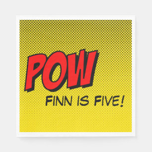Serviettes En Papier Serviettes personnalisées Superhero - POW Jaune no