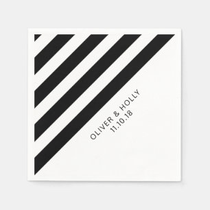 Serviettes En Papier Serviettes rayées noir et blanc
