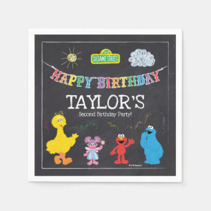 Serviettes En Papier Sesame Street Pals Chalkboard Arc-en-ciel Annivers