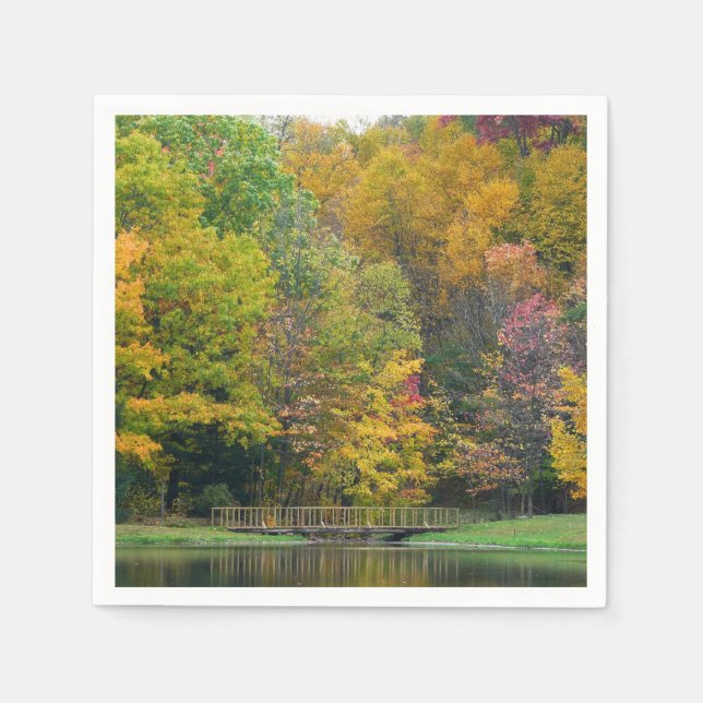 Serviettes En Papier Seven Springs Fall Bridge II Autumn Paysage (Devant)