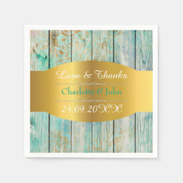 Serviettes En Papier Shabby Chic Personnalisé Golden Rustic Mariage