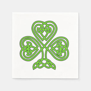 Serviettes En Papier Shamrock celtique de noeud sur le blanc