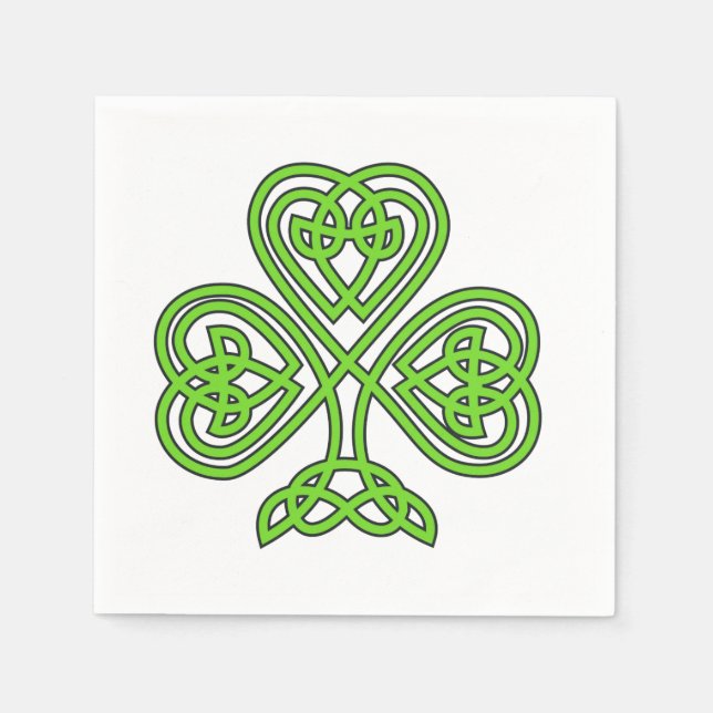 Serviettes En Papier Shamrock de noeud celtique en blanc (Devant)