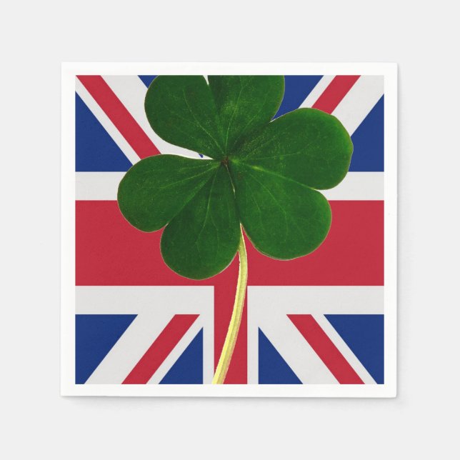 Serviettes En Papier Shamrock du drapeau irlandais britannique Clover S (Devant)