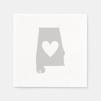 Serviettes En Papier Silhouette de l'état de Heart Alabama