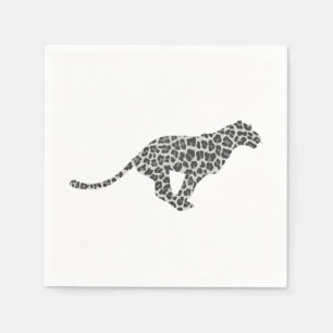 Serviettes En Papier Silhouette gris léopard et gris clair