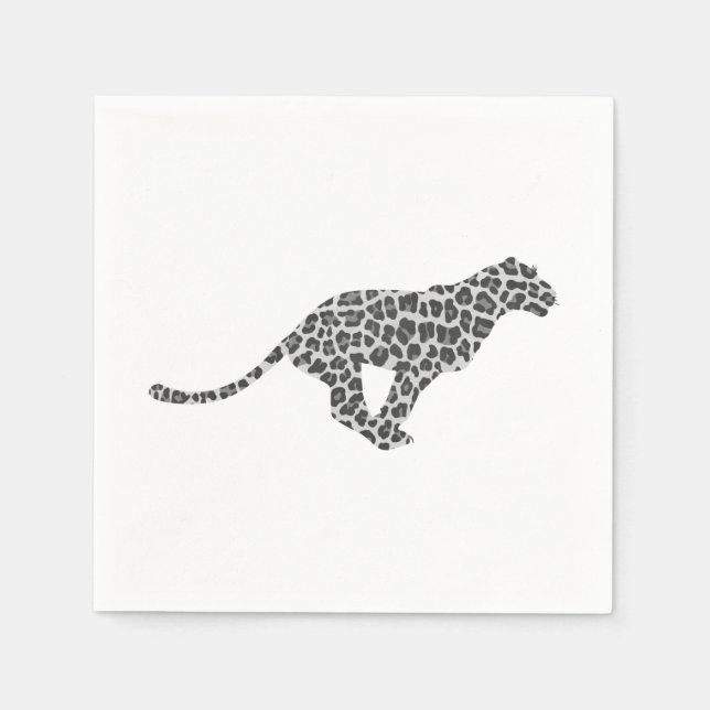 Serviettes En Papier Silhouette gris léopard et gris clair (Devant)