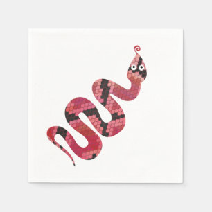 Serviettes En Papier Silhouette noire et rouge de serpent
