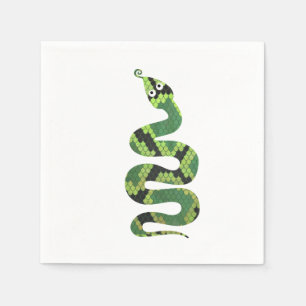 Serviettes En Papier Silhouette noire et verte de serpent d'impression
